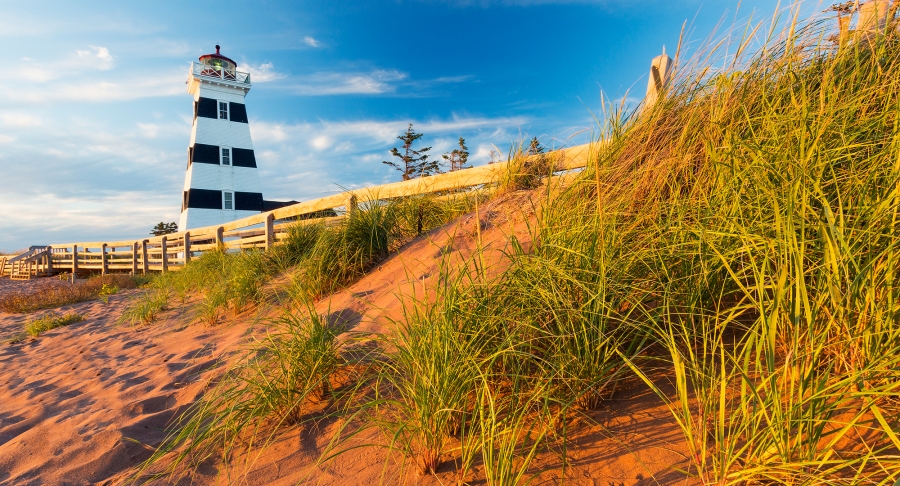 West Point, Lighthouse, sand, beach grass